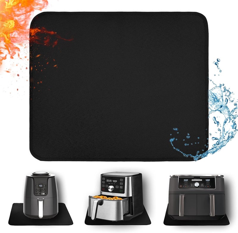 Amerbro Heat Resistant Mat for Air Fryer, 21 x 24in Heat Resistant Mat for Countertop, Fireproof Silicone Countertop Protector Appliance Slider for Air Fryer, Coffee Maker, Toaster, Oven - Black - Image 1