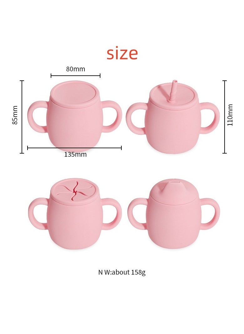 Generic - Children's Anti-Fall And High Temperature Resistant Silicone Cup Beige Straw Cup Lid 280ML - Image 1