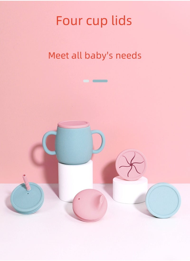 Generic - Children's Anti-Fall And High Temperature Resistant Silicone Cup Beige Straw Cup Lid 280ML - Image 1