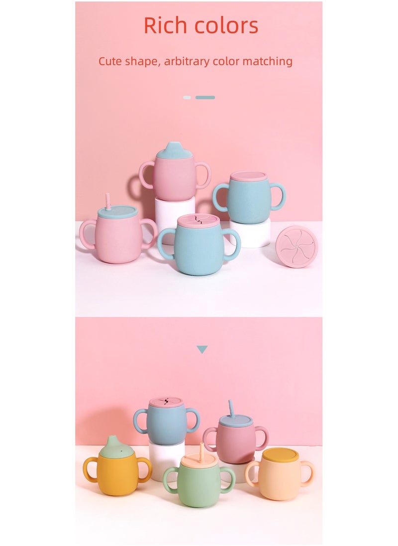 Generic - Children's Anti-Fall And High Temperature Resistant Silicone Cup Beige Straw Cup Lid 280ML - Image 1