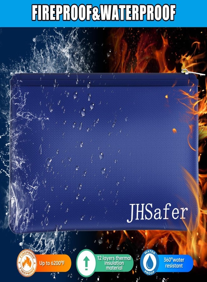 JHSafer 6400℉ Fireproof and Waterproof Money Bags 2pcs with Zipper,11''x6.3'' Fireproof Cash Bag with Zipper,Fireproof Wallet Envelope Safe Pouch Fireproof Bags for Cash Passports Keys Jewellery (Blue) - Image 3
