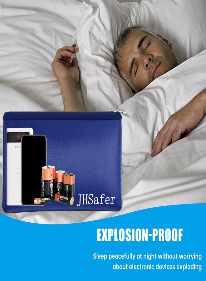 JHSafer 6400℉ Fireproof and Waterproof Money Bags 2pcs with Zipper,11''x6.3'' Fireproof Cash Bag with Zipper,Fireproof Wallet Envelope Safe Pouch Fireproof Bags for Cash Passports Keys Jewellery (Blue) - Image 5