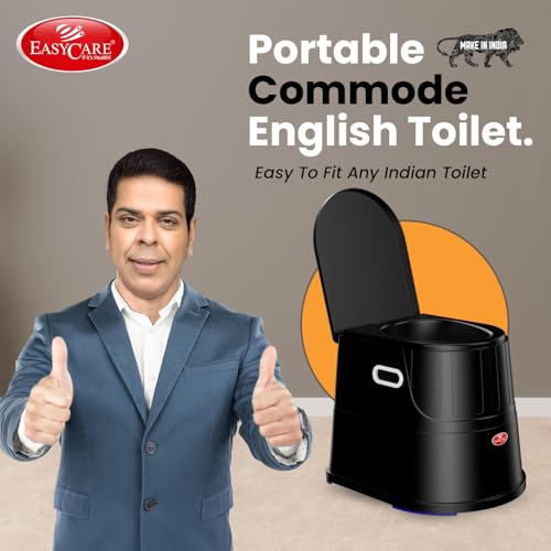 EASYCARE® Heavy Duty Premium Portable Indian to Western Toilet Converter | Commode Stool for Patients, Adults, Elderly, Kids, Handicap | Portable Toilet Seat | Toilet Chair I Capacity Upto 125 Kgs (Black) - Image 2