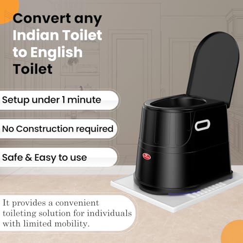 EASYCARE® Heavy Duty Premium Portable Indian to Western Toilet Converter | Commode Stool for Patients, Adults, Elderly, Kids, Handicap | Portable Toilet Seat | Toilet Chair I Capacity Upto 125 Kgs (Black) - Image 5