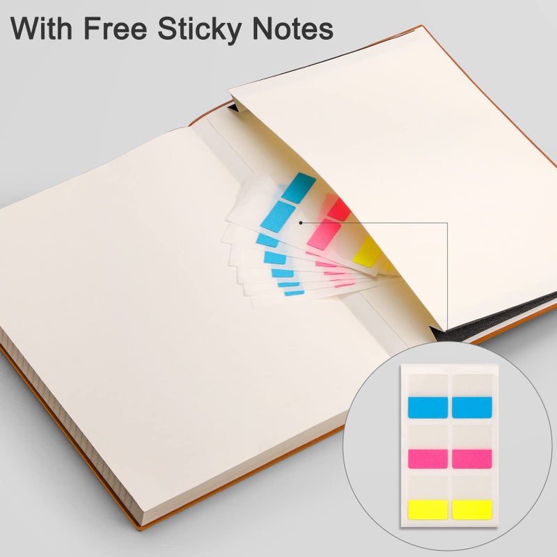 Emshoi College Ruled Composition Notebook - Large B5 Notebook Lined Journal Leather With Free Sticky Notes  204 Numbered Pages 100Gsm Thick Lined Paper  Softcover  7.5 ""X10 ""-Khaki - Image 5