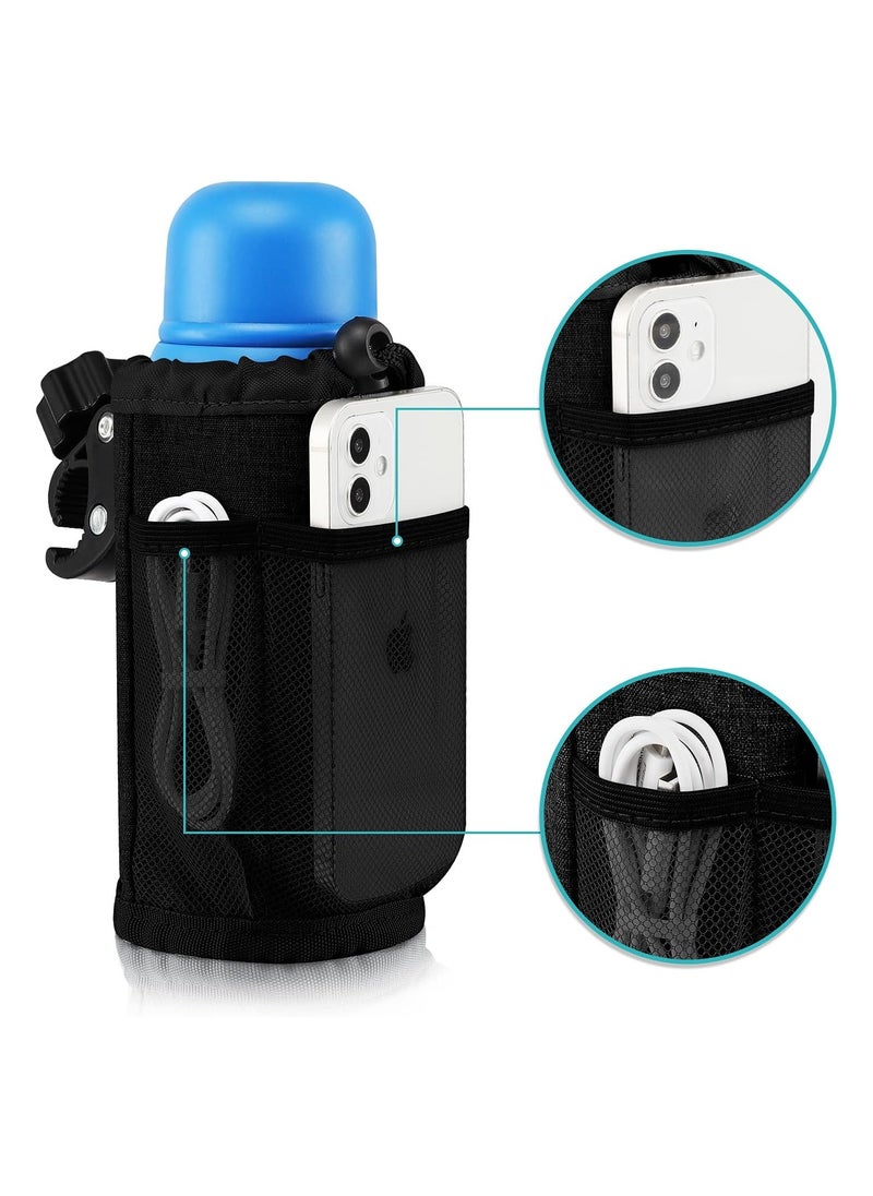 SYOSI Universal Cup Holder, with Phone Holder, Insulated Cooler Cup Holder for Stroller, Bike, Motorcycle, Wheelchair, Walker, Atv, Scooter, Marine Boat, Golf Cart, Adjustable Drawstring Design(1 pack）  - Image 4