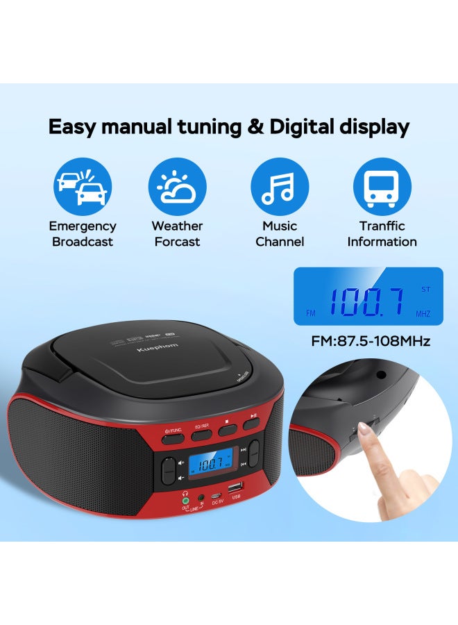 Neutral Retro Cd Player Portable Boombox Home Music Album Bluetooth Cd Player Fm Radio - Image 2