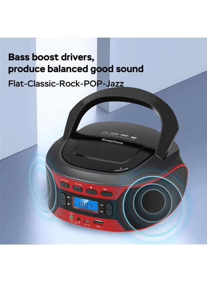 Neutral Retro Cd Player Portable Boombox Home Music Album Bluetooth Cd Player Fm Radio - Image 3