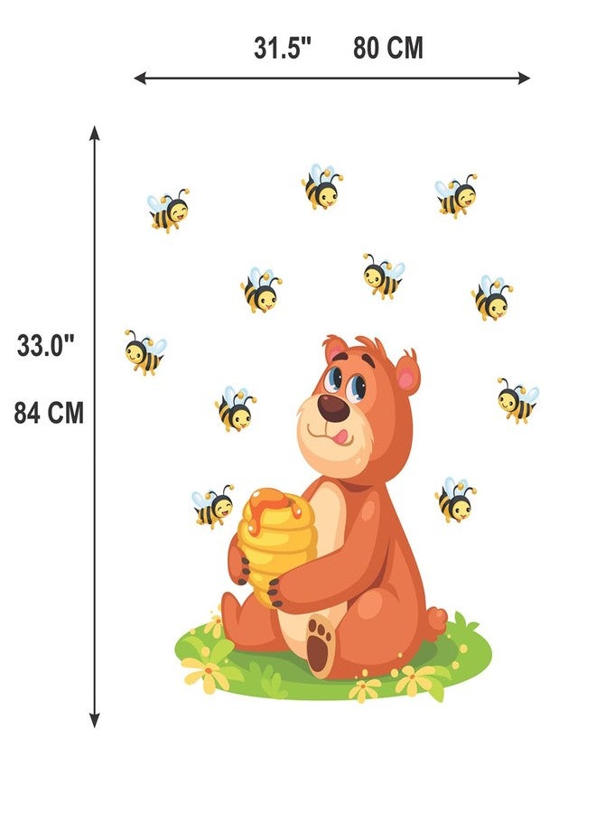 WALLBOOK Set of 2 Wall Stickers Baby Panda | Bear with Honey for Home, Hall, Bedroom, Livingroom & Kitchen - Image 4