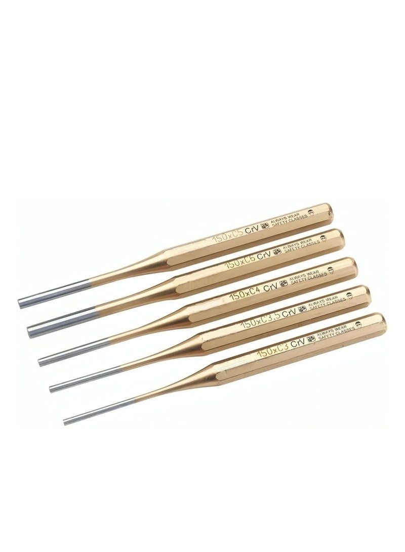 Qusai Trading Est - 6 Pcs Pin Punch Set, Sizes 3mm to 8mm, Made of Cr-Mn Steel, 110mm & 100mm Length, Precision Engineered for Machinery Maintenance, DIY Projects & Marking Drill Spots  - Image 1