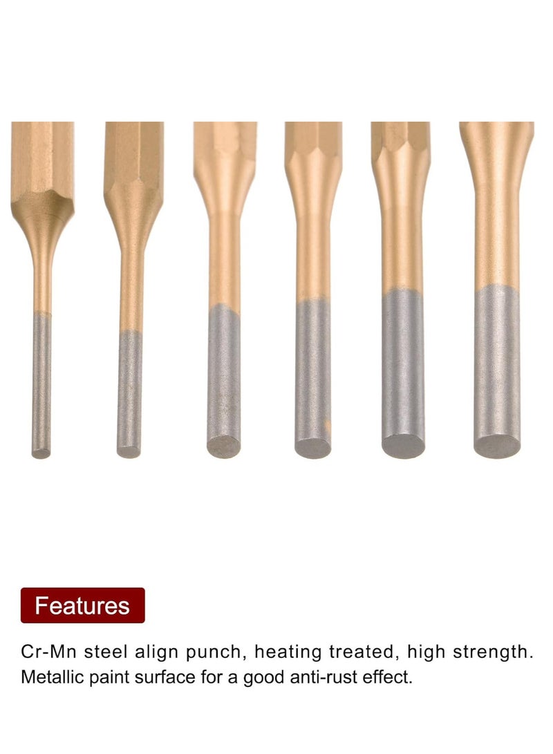 Qusai Trading Est - 6 Pcs Pin Punch Set, Sizes 3mm to 8mm, Made of Cr-Mn Steel, 110mm & 100mm Length, Precision Engineered for Machinery Maintenance, DIY Projects & Marking Drill Spots  - Image 3