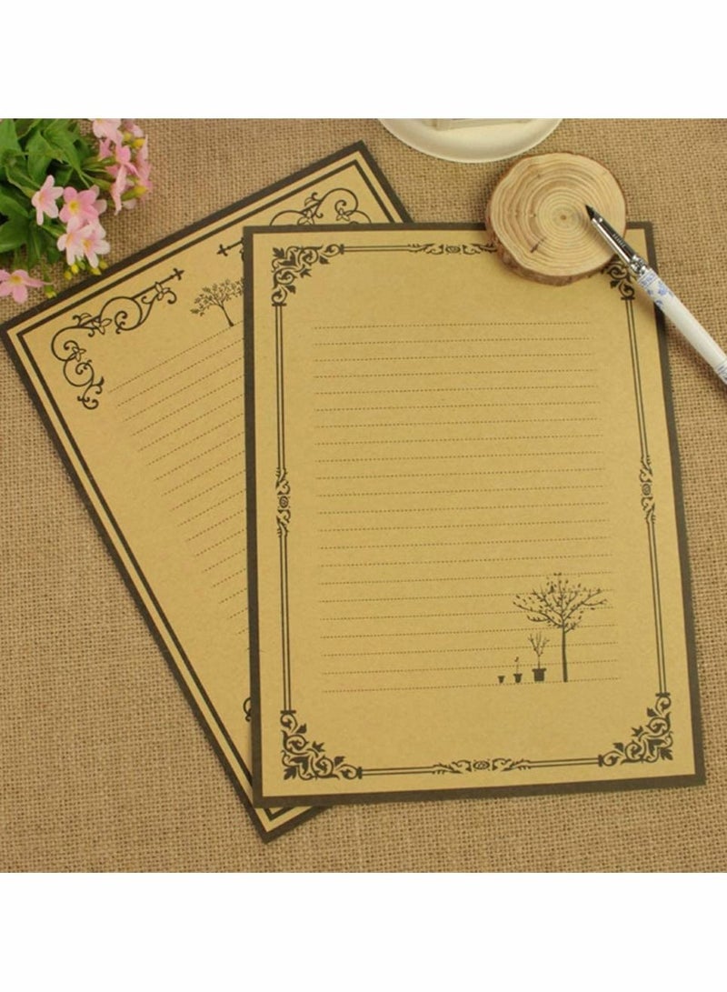 SYOSI 8 Sheets Vintage Lined Stationery Paper for Writing Letters, Elegant Antique Lined Sheets Perfect for Writing Poems Lyrics Letters Office Notes Wedding Invitations and Printing Supplies (7 x 9In) - Image 2