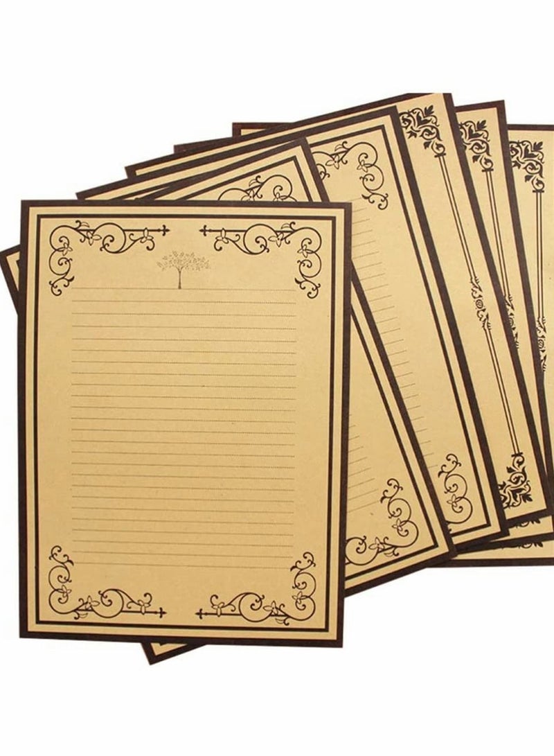 SYOSI 8 Sheets Vintage Lined Stationery Paper for Writing Letters, Elegant Antique Lined Sheets Perfect for Writing Poems Lyrics Letters Office Notes Wedding Invitations and Printing Supplies (7 x 9In) - Image 1