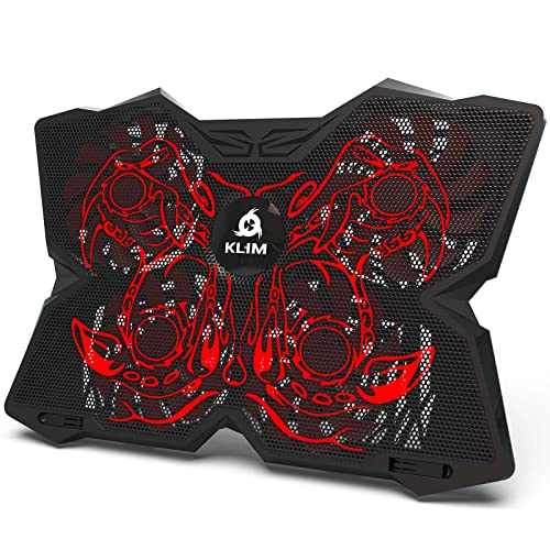 KLIM Wind Laptop Cooling Pad - More Than 500,000 Units Sold - New - Powerful Rapid Action Laptop Cooler - Laptop Stand with 4 Cooling Fans - 2 USB Ports - PC Mac PS5 PS4 Xbox One - Cobra Red - Image 1