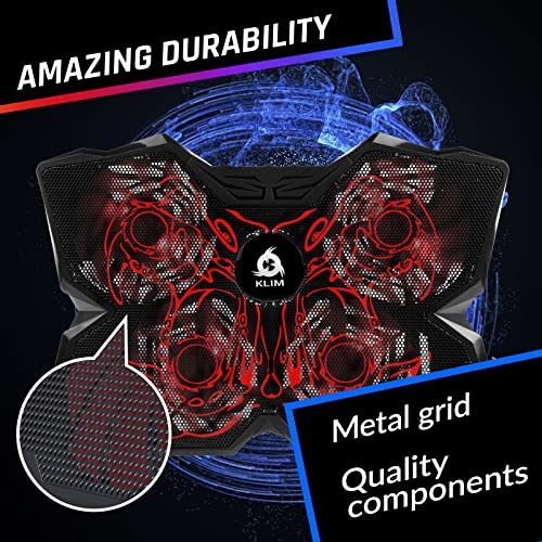 KLIM Wind Laptop Cooling Pad - More Than 500,000 Units Sold - New - Powerful Rapid Action Laptop Cooler - Laptop Stand with 4 Cooling Fans - 2 USB Ports - PC Mac PS5 PS4 Xbox One - Cobra Red - Image 4