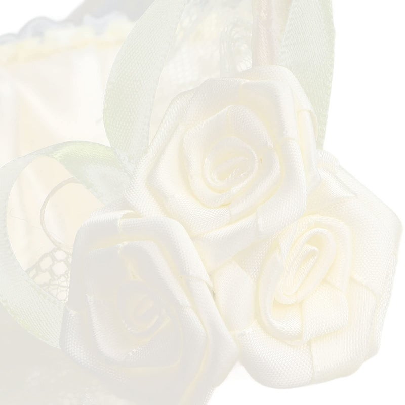 White Flower Basket With Lace Edge 7 1oz Lightweight Petal Holder Wedding Photography Prop Flower Girl Accessory - Image 3