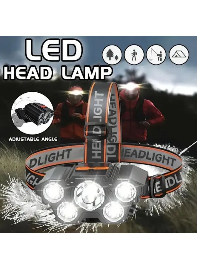 Rechargeable Headlamp Ultra Bright IP65 Waterproof Adjustable Lightweight 1PC - Image 2