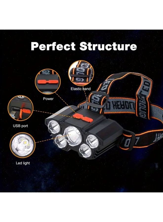 Rechargeable Headlamp Ultra Bright IP65 Waterproof Adjustable Lightweight 1PC - Image 3