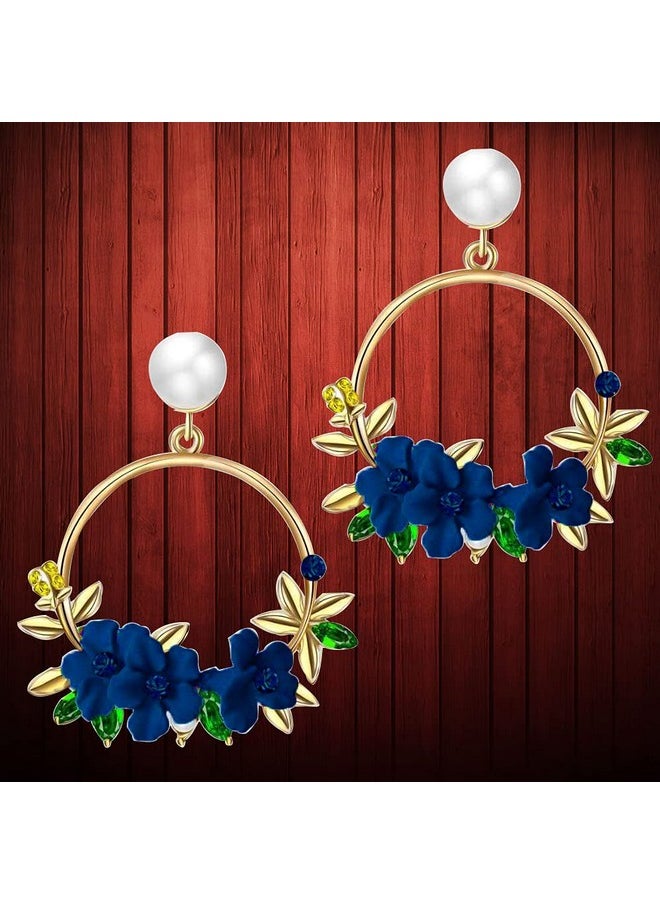 YouBella YouBella Jewellery Earrings for women Floral Resin Earrings for Girls and Women (Blue)  - Image 2
