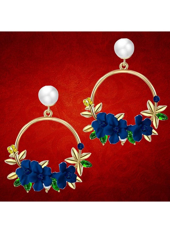 YouBella YouBella Jewellery Earrings for women Floral Resin Earrings for Girls and Women (Blue)  - Image 4