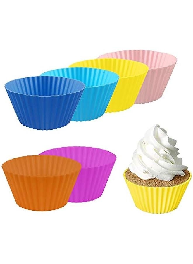 بان شمعات ميني - قوالب كب كيك سيليكون قابلة لإعادة الاستخدام 2 بوصة 24 عبوة - أكواب خبز صغيرة مجموعة صينية كعكة الترافل غير لاصقة (ألوان عشوائية 6) - Image 2