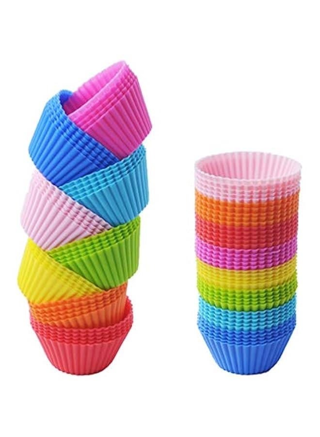 بان شمعات ميني - قوالب كب كيك سيليكون قابلة لإعادة الاستخدام 2 بوصة 24 عبوة - أكواب خبز صغيرة مجموعة صينية كعكة الترافل غير لاصقة (ألوان عشوائية 6) - Image 1