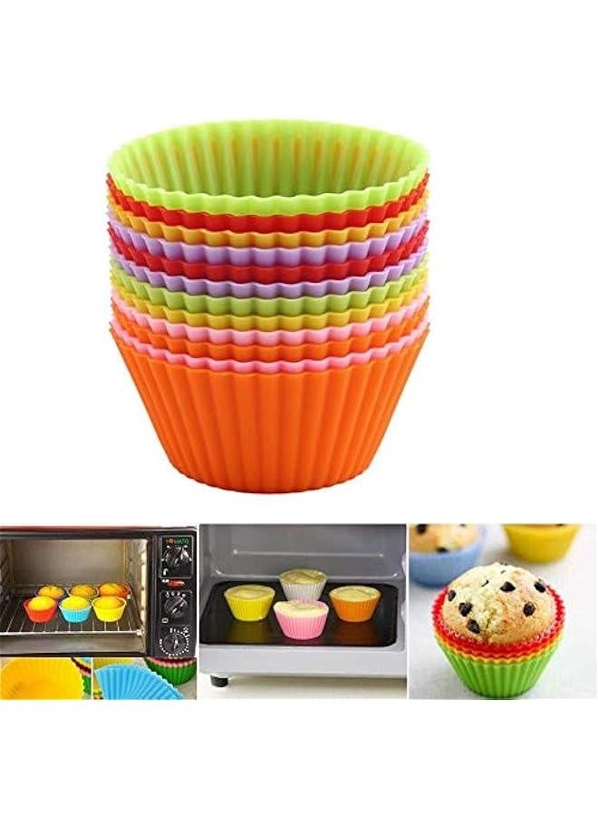 بان شمعات ميني - قوالب كب كيك سيليكون قابلة لإعادة الاستخدام 2 بوصة 24 عبوة - أكواب خبز صغيرة مجموعة صينية كعكة الترافل غير لاصقة (ألوان عشوائية 6) - Image 5