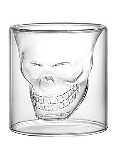 Skull shaped double layer borosilicate glass cup for hot and cold drinks 75ml