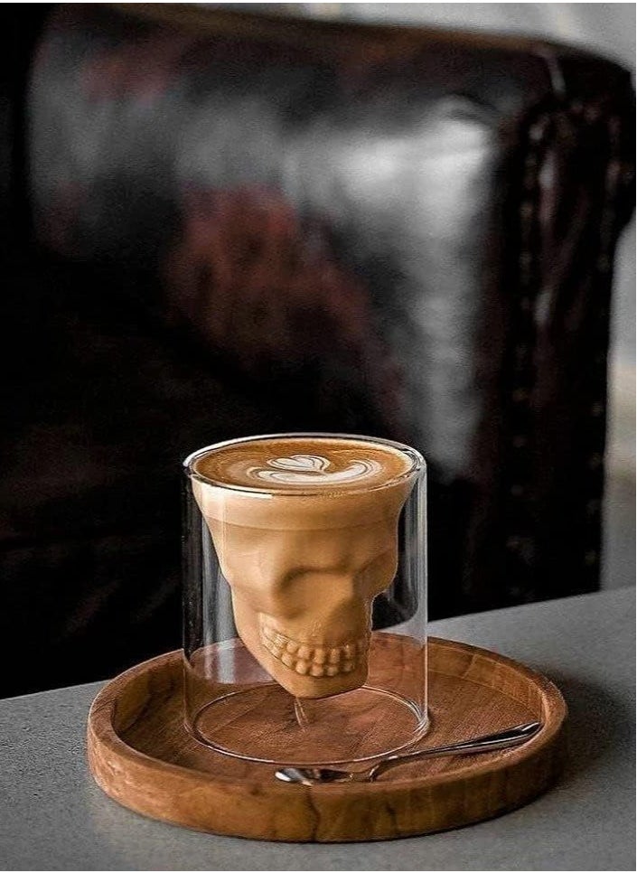 DOOM - Skull shaped double layer borosilicate glass cup for hot and cold drinks 75ml - Image 1