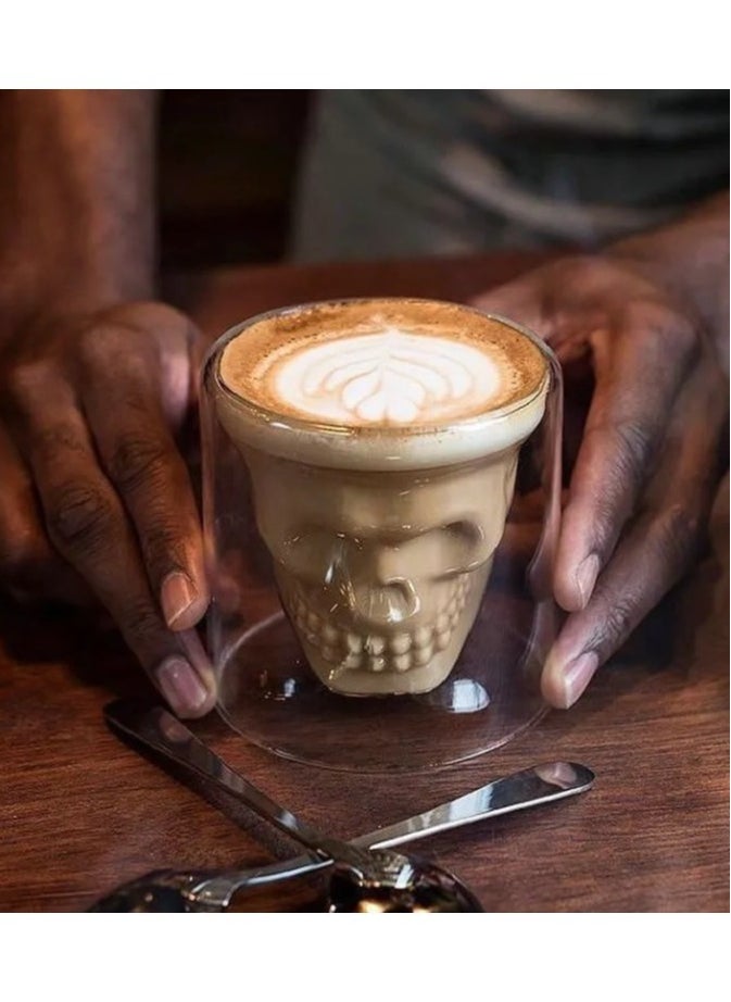DOOM - Skull shaped double layer borosilicate glass cup for hot and cold drinks 75ml - Image 1