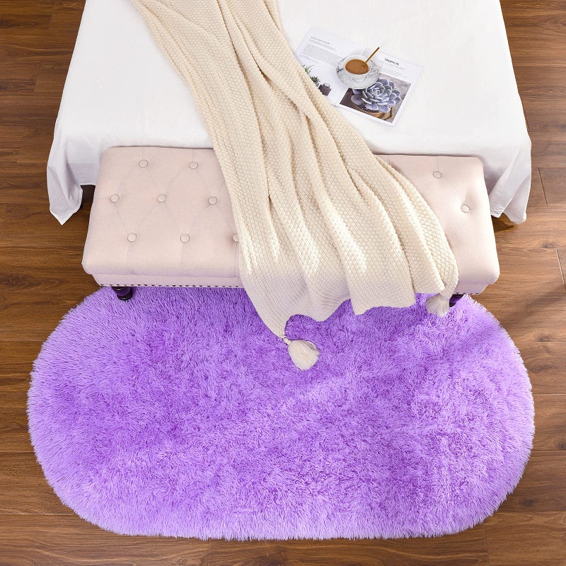 Softlife Fluffy Rugs for Bedroom, Shag Cute Area Rug for Girls/Boys and Kids Baby Room Home Decor, 2.6 x 5.3 Feet Oval Indoor Carpet for Nursery Dorm Living Room, Purple - Image 5