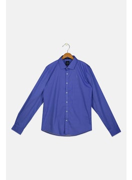 Kids Boy Allover Print Long Sleeves Casual Shirt, Blue