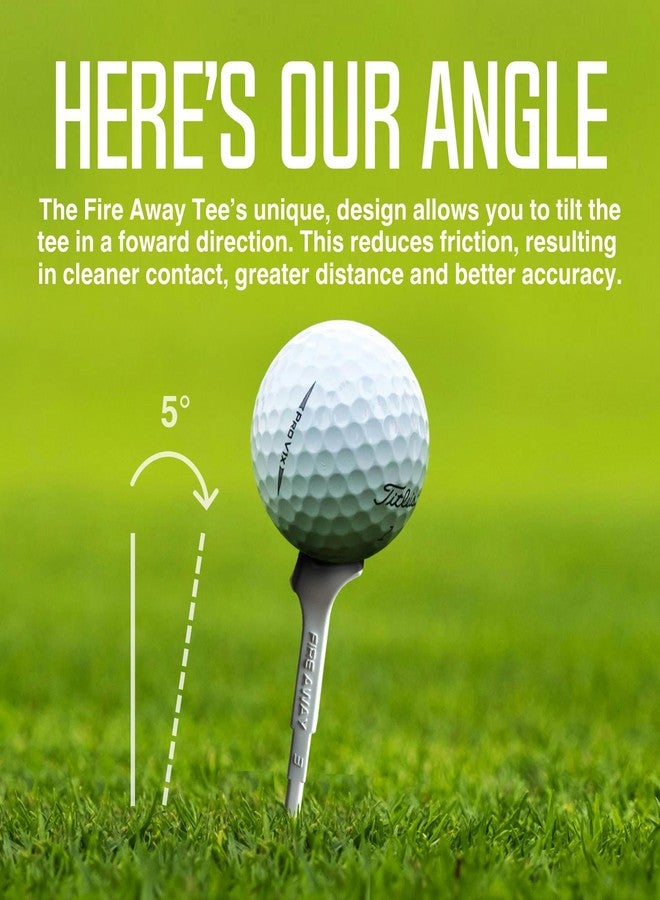 FIRE AWAY Premium Golf Tees, Reduced Ball Spin, Less Friction & Precision Height Markers for Perfect Trajectory, Made of Special Unbreakable Advanced Composite Blend (White, Pack of 4) - Image 2