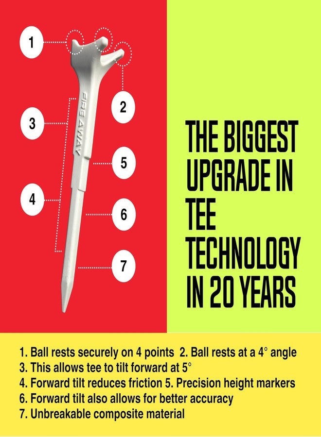FIRE AWAY Premium Golf Tees, Reduced Ball Spin, Less Friction & Precision Height Markers for Perfect Trajectory, Made of Special Unbreakable Advanced Composite Blend (White, Pack of 4) - Image 5