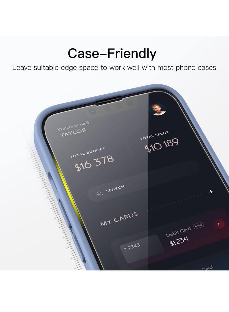 جي تيك واقي شاشة بتغطية كاملة لهاتف آيفون 14 ، جراب من الزجاج المقوى ودود عالي الدقة - Image 4