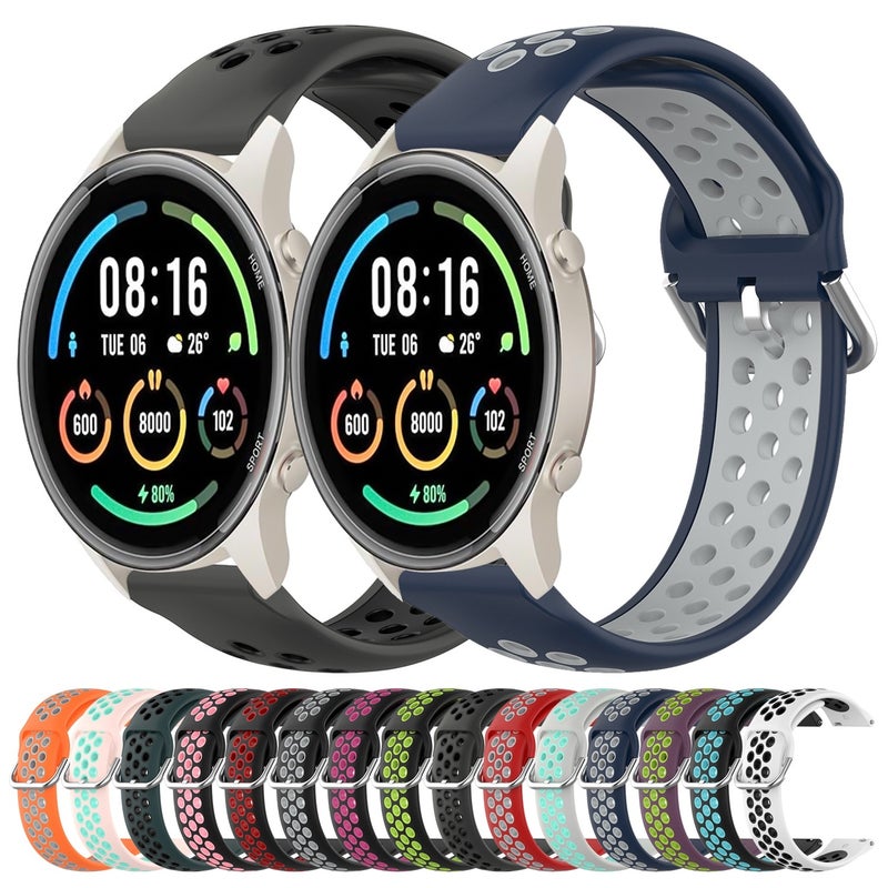 إيروريكس سوار ساعة شاومي مي سبورت الرياضي 22 مم مثقب وجيد التهوية من السيليكون (أسود + رمادي) - Image 3