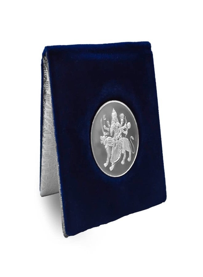 NINE10 German Silver Coins 10 Grams Silver Plated of Sherawali MATA for Diwali Gift Items for Men, Women, Staff, Customer, Clients, Corporate with Velvet Gift Box (Pack of 5) - Image 3