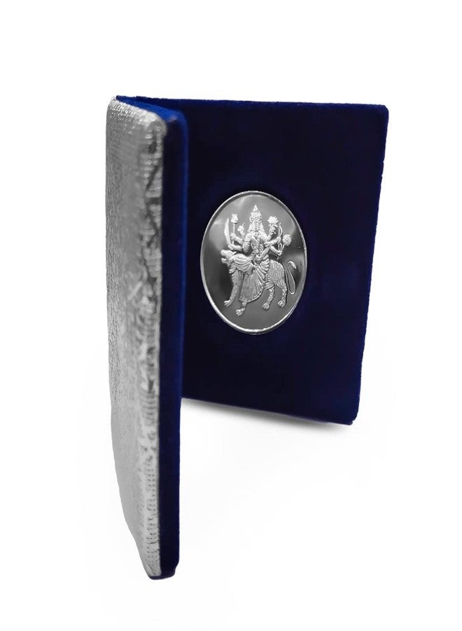 NINE10 German Silver Coins 10 Grams Silver Plated of Sherawali MATA for Diwali Gift Items for Men, Women, Staff, Customer, Clients, Corporate with Velvet Gift Box (Pack of 5) - Image 4