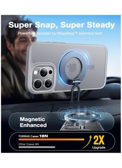 TORRAS Magnetic Shockproof for iPhone 16 Pro Case, [Compatible with MagSafe] [Mil-Grade Drop Tested] Translucent Slim Protective Case for iPhone 16 Pro Anti-Fingerprint Anti-Scratch, Grey  - Image 3