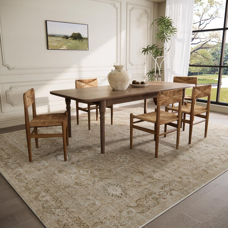 palohom 6x9 Area Rugs for Living Room: Washable Rug Non Slip Low Pile Soft Faux Wool Non Shedding Distressed Vintage Boho Large Area Rugs for Bedroom Dining Room Kitchen Nursery Under Table Farmhouse Office - Image 3