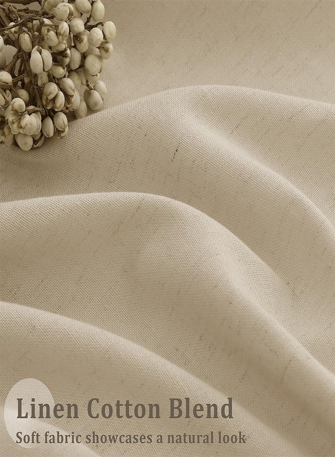 DUKIYO Pinch Pleated Linen Sheer Curtains 108 Inches Long for Living Dining Room with Hooks Rings Back Tab Pinch Pleat Drapes Extra Long Beige Tan Light Filtering 108 Inch Curtains for Bedroom 9FT 1 Panel - Image 5