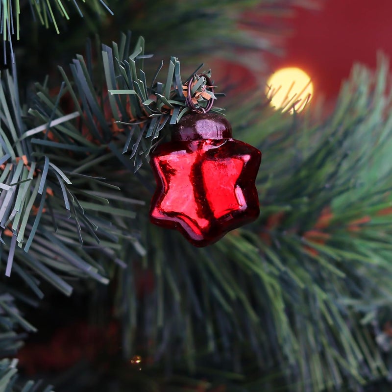 Indian-Shelf 50 Pieces Glass Red Blue Christmas Ornaments Decorative Mercury Mini Vintage Bulk Hanging Ornaments for Halloween Christmas Tree New Year Valentine Day Holidays Event and Wedding Party Decor - Image 3