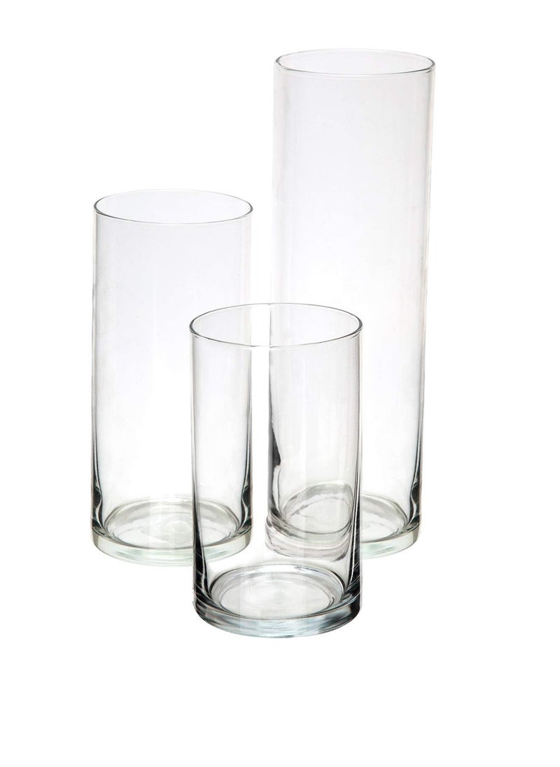 AKDC - AKDC Glass Cylinder Vases Set of 3 Decorative Centerpieces for Home or Wedding - Image 1