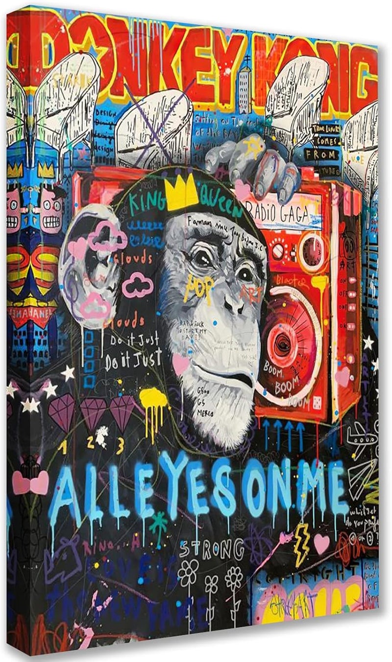 Tucocoo Graffiti Canvas Art - Monkey and Radio - Image 1