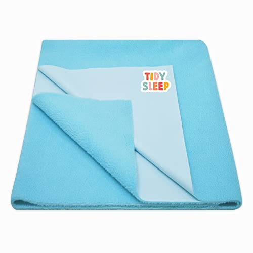 Tidy Sleep Instadry Anti-Piling Fleece Extra Absorbent Quick Dry Sheet for New Born Babies, Cotton Bed Protector Mattress Pack of 1 Baby Blue Medium (100x70) cm - Image 1