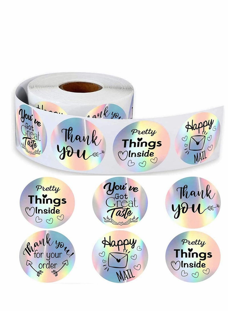 500 Pieces of 1.5 Inch Thank You Stickers Roll in 6 Patterns, Waterproof Labels for Packaging and Gift Tags. - Image 1