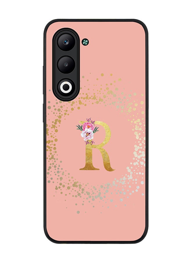 Stylizedd For Oppo A5 5G / A5 4G Case,Slim fit Camera Protection, Shockproof Thin Phone cover  - Custom Monogram Floral - R  (Rose Pink )