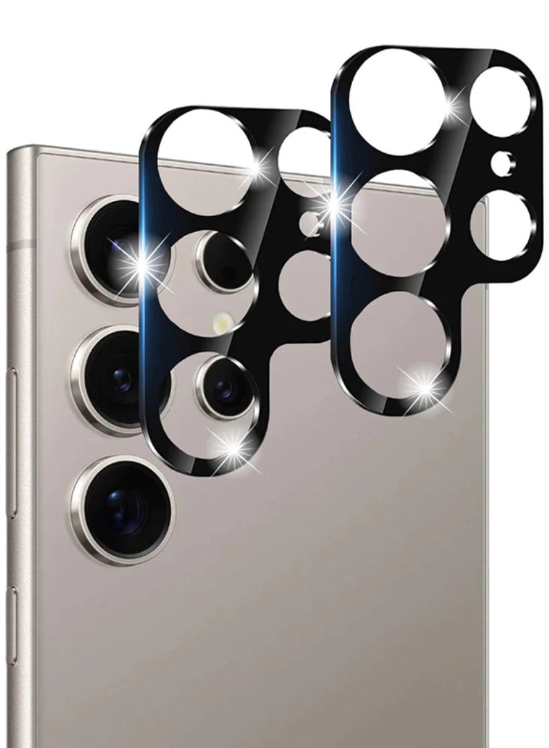 Theodor Pack of 2 Samsung Galaxy S24 Ultra Camera Lens Protector (6.8 Inch) 9H Hardness Anti Scratch, Easy Installation Tempered Glass (Black) - Image 1