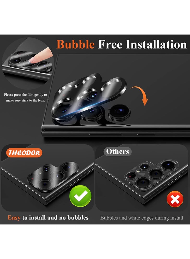 Theodor Pack of 2 Samsung Galaxy S24 Ultra Camera Lens Protector (6.8 Inch) 9H Hardness Anti Scratch, Easy Installation Tempered Glass (Black) - Image 4