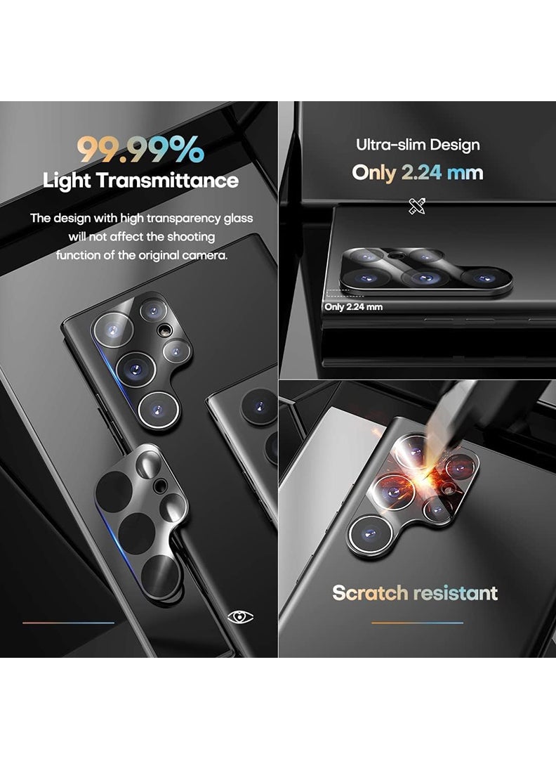 Theodor Pack of 2 Samsung Galaxy S24 Ultra Camera Lens Protector (6.8 Inch) 9H Hardness Anti Scratch, Easy Installation Tempered Glass (Black) - Image 2